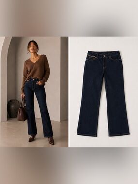 Escada Designer Straight Leg Jeans Chain Waist Detail Dark Wash EU 36 US 4